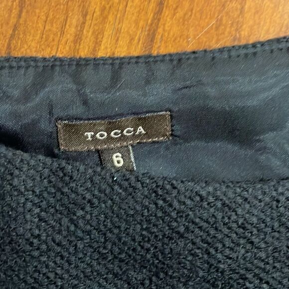 Tocca Black A-line Boucle Wool Blend Floral Embroidered Knee Length Skirt - 6 - Picture 7 of 12